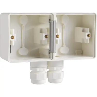 Niko Hydro opbouwbak 2-voudig horizontaal met 2x M20-ingang wit (701-84852)
