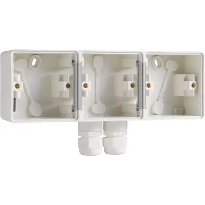 Niko Hydro opbouwbak 3-voudig einddoos horizontaal met 2x M20-ingang wit (701-84952)