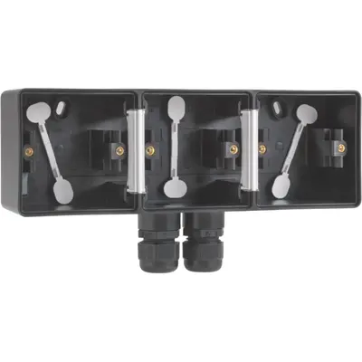Niko Hydro opbouwbak 3-voudig horizontaal met 2x M20-ingang zwart (761-84952)