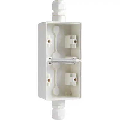 Niko Hydro opbouwbak 2V trekdoos dubbel verticaal met boven en onder 1x M20-ingang wit (701-84261)