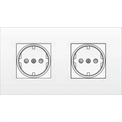 Niko wandcontactdoos 2-voudig randaarde voorbedraad voor duo-inbouwdoos Intense white (120-67940)