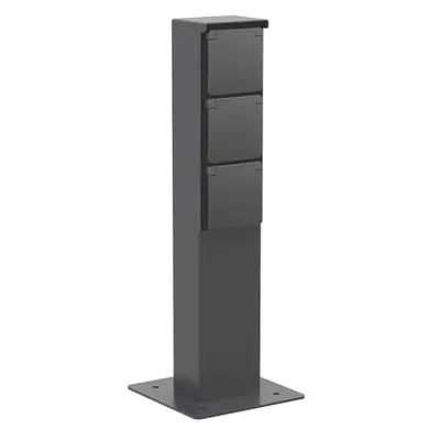 Niko Hydro tuinpaal met grondplaat en wandcontactdoos 3-voudig randaarde zwart (761-36935)