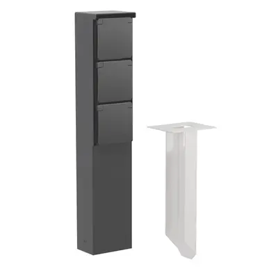 Niko Hydro tuinpaal met grondpin en wandcontactdoos 3-voudig randaarde zwart (761-36835)