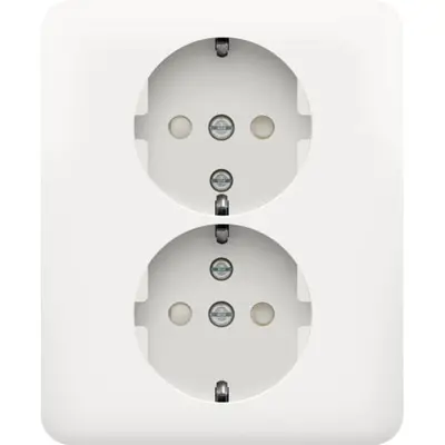 Niko wandcontactdoos 2-voudig met randaarde en verhoogde aanraakbeveiliging voor enkele inbouwdoos white (101-67865)