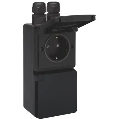 Niko Hydro wandcontactdoos 2-voudig randaarde met 2x M20 ingang opbouw insteekklemmen verticaal zwart (761-37835)