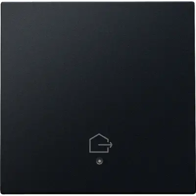 Niko afwerkingsset voor geconnecteerde enkele schakelaar met lens en symbool woning verlaten black coated (161-32902)