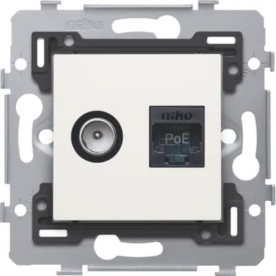 Niko smart TV contactdoos COAX en UTP CAT6A PoE-geschikt white (101-79338)