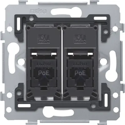 Niko draagring 2x RJ45 UTP CAT6 vlakke uitvoering geschikt voor PoE (170-79262)