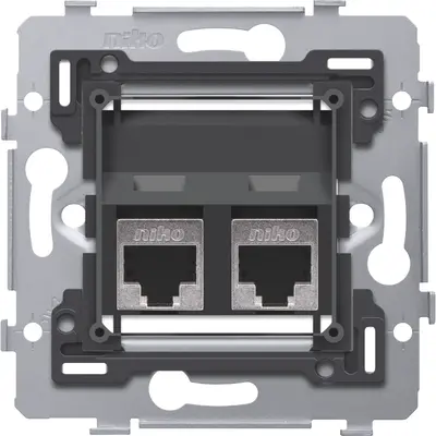 Niko draagring 2x RJ45 STP CAT6A schuine uitvoering geschikt voor PoE (170-79377)