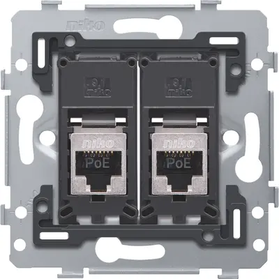 Niko draagring 2x RJ45 STP CAT6 vlakke uitvoering geschikt voor PoE (170-79267)