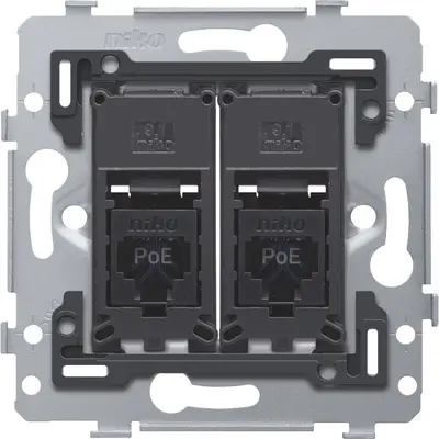 Niko draagring 2x RJ45 UTP CAT6A vlakke uitvoering geschikt voor PoE (170-79272)