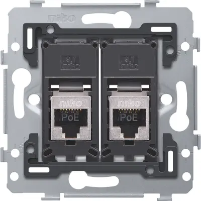 Niko draagring 2x RJ45 STP CAT5E vlakke uitvoering geschikt voor PoE (170-79256)