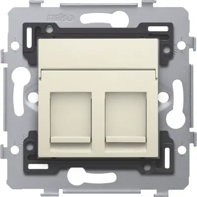 Niko draagring 2x RJ45 UTP Cat.5E vlakke uitvoering geschikt voor PoE cream (100-79252)