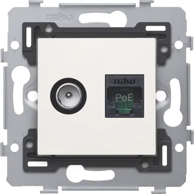 Niko smart TV contactdoos COAX en UTP CAT5E PoE-geschikt white (101-79138)