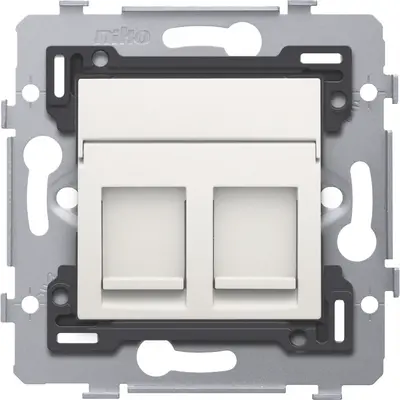 Niko 2x RJ45-aansluitingen STP Cat 5E klaar voor PoE++ met schroefbevestiging en afwerkinggset white (101-79256)