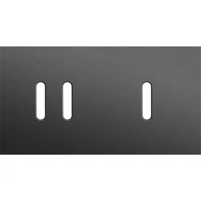 Niko Rocker 2-voudige afdekplaat horizontaal voor 1 dubbele en 1 enkele schakelaar alu black brushed (224-56804)