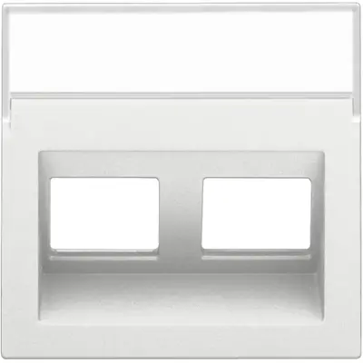 Niko centraalplaat 2-voudig tbv RJ draagring schuin met tekstveld white coated (154-65400)