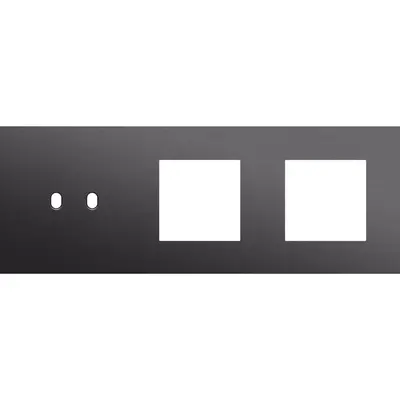 Niko Toggle 3-voudige afdekplaat horizontaal voor 1 dubbele schakelaar en 2 x 45x45-functies alu black brushed (224-57707)