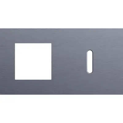 Niko Rocker 2-voudige afdekplaat horizontaal voor 1 x 45x45-functie en 1 enkele schakelaar alu blue grey brushed (226-56806)