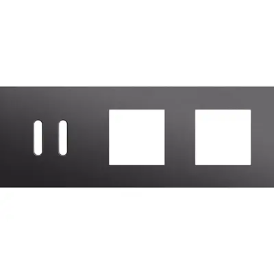 Niko Rocker 3-voudige afdekplaat horizontaal voor 1 dubbele schakelaar en 2 x 45x45-functies alu black brushed (224-56707)