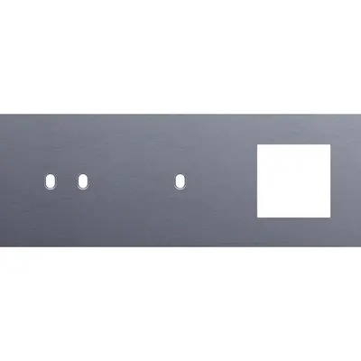 Niko Toggle 3-voudige afdekplaat horizontaal voor 1 dubbele 1 enkele schakelaar en 1 x 45x45-functie alu blue grey brushed (226-57721)