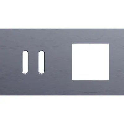 Niko Rocker 2-voudige afdekplaat horizontaal voor 1 dubbele schakelaar en 1 x 45x45-functie alu blue grey brushed (226-56807)