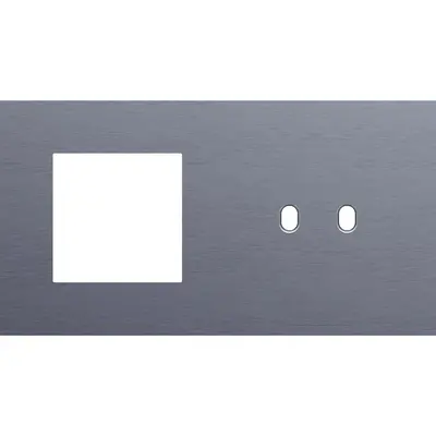 Niko Toggle 2-voudige afdekplaat horizontaal voor 1 x 45x45-functie en 1 dubbele schakelaar alu blue grey brushed (226-57808)