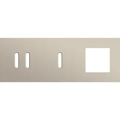 Niko Rocker 3-voudige afdekplaat horizontaal voor 1 dubbele 1 enkele schakelaar en 1 x 45x45-functie steel champagne coated (166-56721)