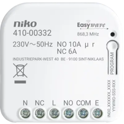 Niko RF-ontvanger potentiaalvrij met 1 wisselcontact (410-00332)