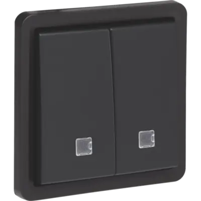 Niko Hydro verlichtbare pulsdrukker 2-voudig met controlevenster 2 maak- of verbreekcontacten schroefklemmen zwart (761-35100)