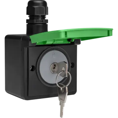 Niko Hydro wandcontactdoos fiets oplaadpunt met opbouwbak en slot zwart/groen (761-37871)