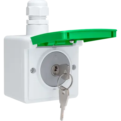 Niko Hydro wandcontactdoos fiets oplaadpunt met opbouwbak en slot grijs/groen (700-37871)