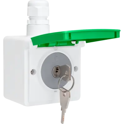 Niko Hydro wandcontactdoos fiets oplaadpunt met opbouwbak en slot wit/groen (701-37871)