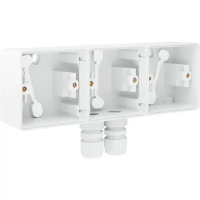Niko Hydro opbouwbak 3-voudig einddoos horizontaal met 2x M20-ingang wit (701-84952)