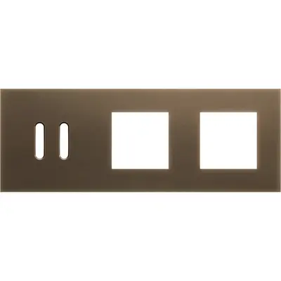 Niko Niko Rocker afdekplaat 3-voudig horizontaal voor 1 tweevoudige schakelfunctie en 2 functies van 45 × 45 mm brass dark bronze patina