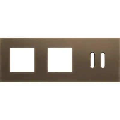 Niko Niko Rocker afdekplaat 3-voudig horizontaal voor 2 functies van 45 × 45 mm en 1 tweevoudige schakelfunctie brass dark bronze patina