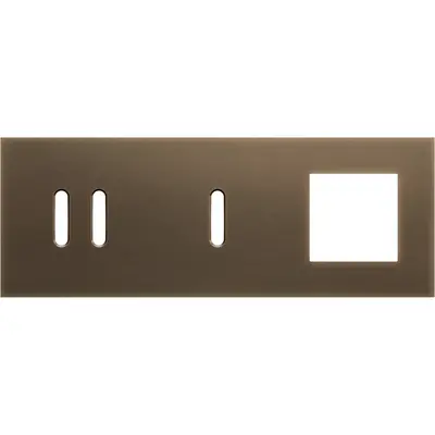Niko Niko Rocker afdekplaat 3-voudig horizontaal voor 1 tweevoudige, 1 enkelvoudige schakelfunctie en 1 functie van 45 × 45 mm brass dark bronze patina