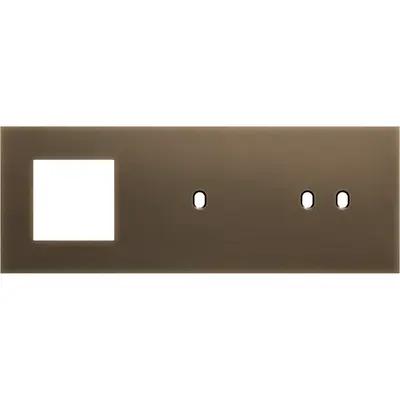 Niko Niko Toggle afdekplaat 3-voudig horizontaal voor 1 functie van 45 × 45 mm, 1 enkelvoudige en 1 tweevoudige schakelfunctie brass dark bronze patina