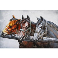 3D Malerei Metall 80x120cm 3 Pferde