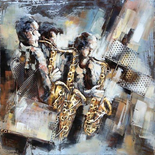 Eliassen Metal painting 100x100cm Saxophones Eliassen Metal painting 100x100cm Saxophones