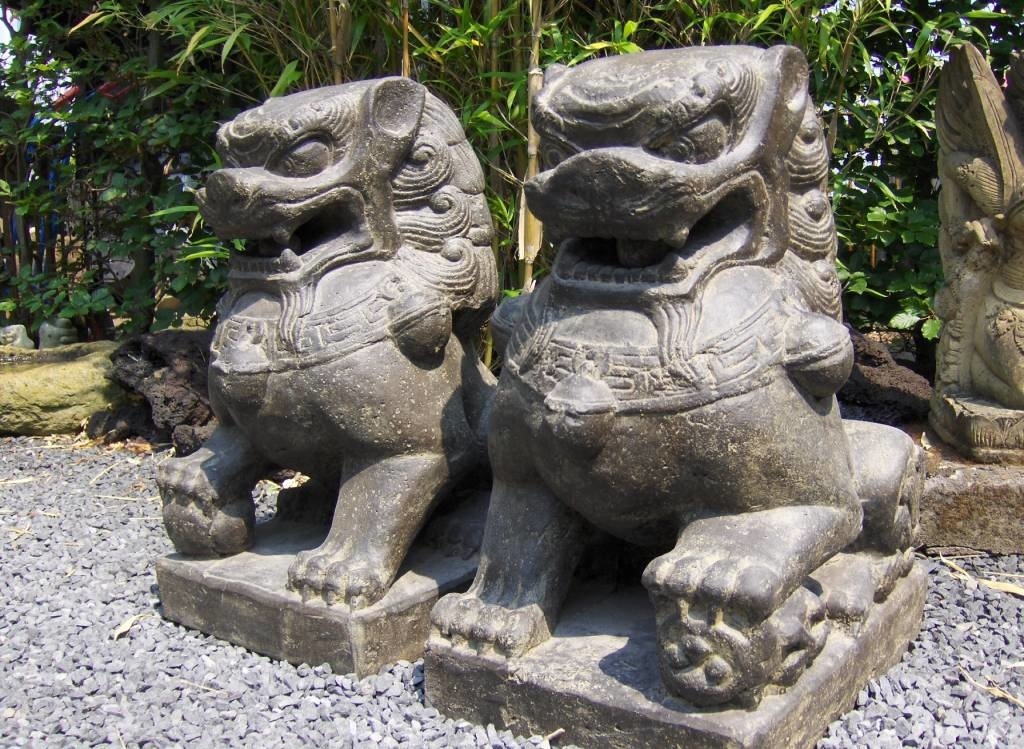 Stenen Leeuwen set chinese tempelwachters 3 maten - Eliassen & Garden Pleasure