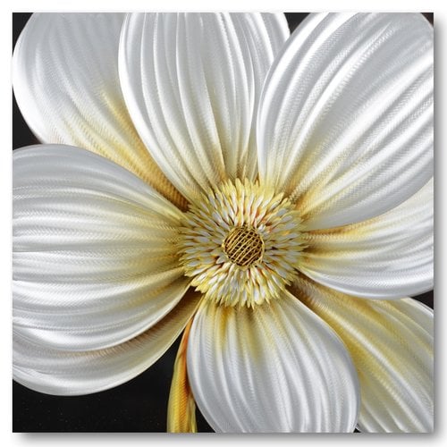 Painting aluminum White anemone 100x100cm