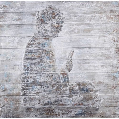 Eliassen Olie op hout schilderij Boeddha 2 100x100cm