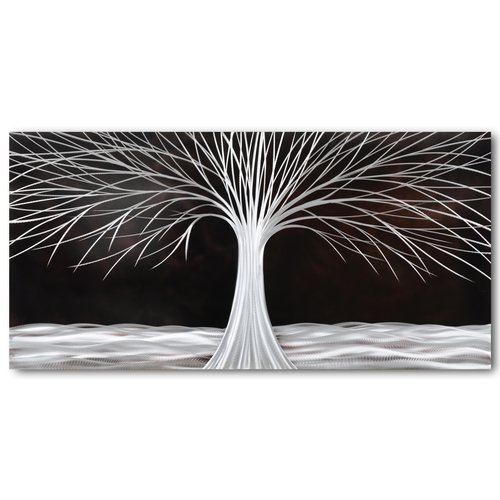 Malerei Aluminium Baum in der Nacht 80x160cm