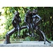 Eliassen Bronze statue of three monkeys on a tree trunk Eliassen Bronze statue of three monkeys on a tree trunk