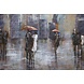 3D schilderij metaal mensen in de regen met paraplu 80x120cm 3D schilderij metaal mensen in de regen met paraplu 80x120cm
