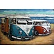 Eliassen 3d schilderij metaal VW bussen op strand 80x120cm Eliassen 3d schilderij metaal VW bussen op strand 80x120cm
