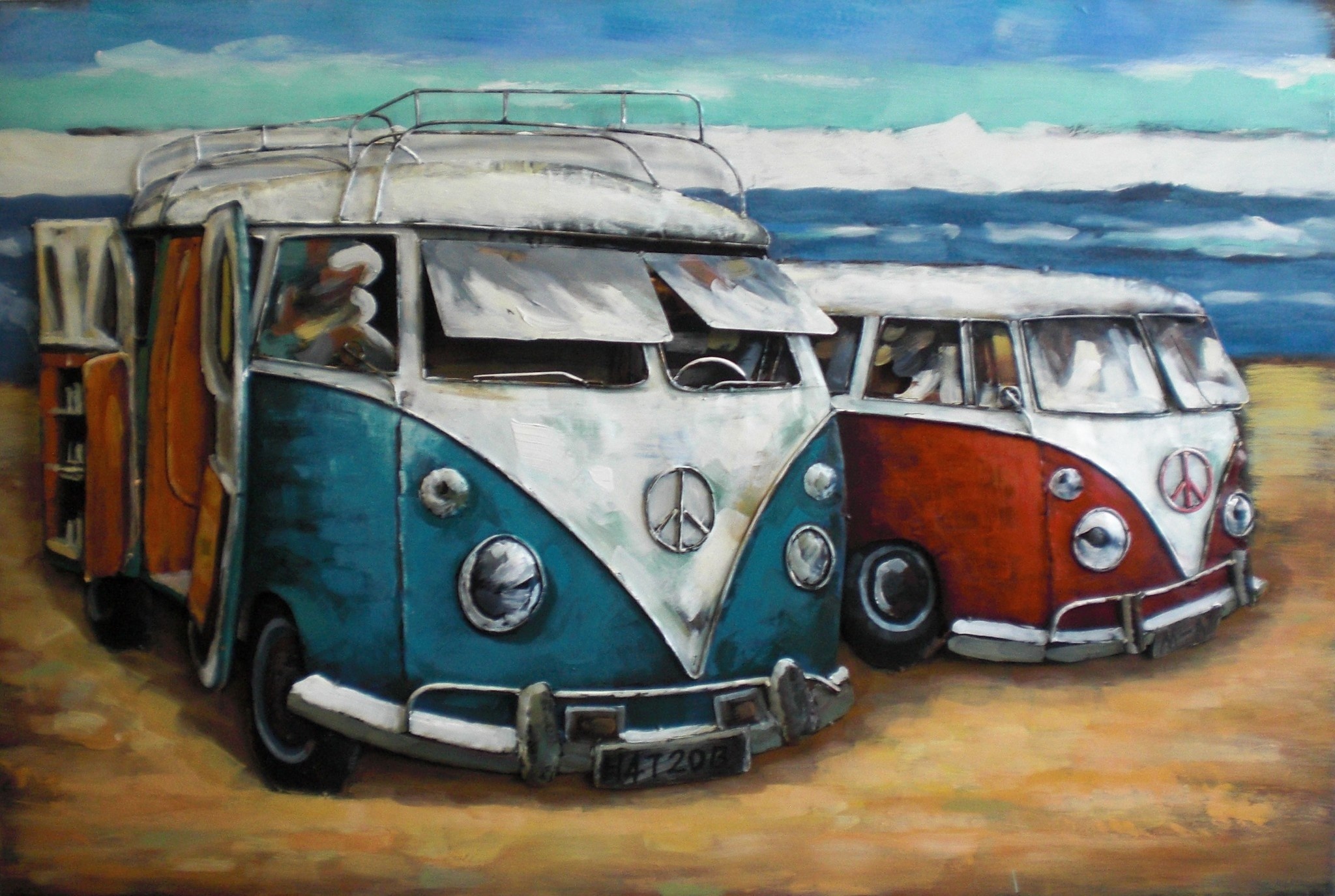 3d schilderij metaal VW bussen 80x120cm | Eliassen - Home & Pleasure