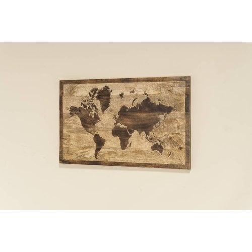 Eliassen Wereldkaart in hout 50x75cm Eliassen Wereldkaart in hout 50x75cm