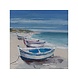 Canvas schilderij 100 x 100 cm Bootjes op strand Canvas schilderij 100 x 100 cm Bootjes op strand